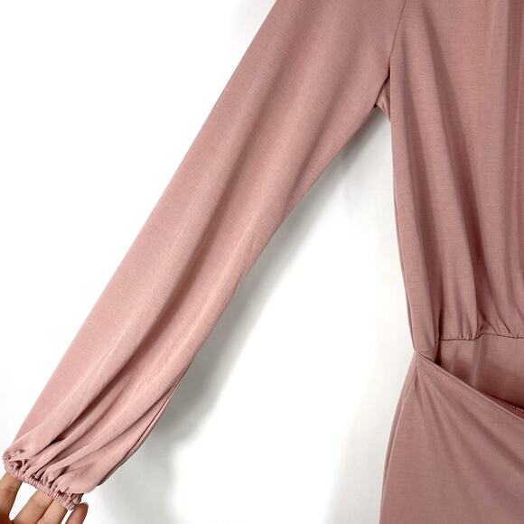 Lovers & Friends Emmy Dress Mini Mauve Front‎ Wrap Tie V Neck Long Sleeve XXS - Picture 5 of 11